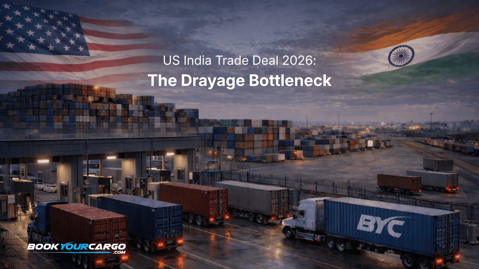Port drayage execution showing container flow, chassis availability, and terminal appointment pressure for US India trade volumes